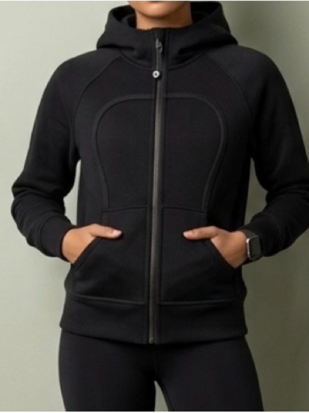 Lululemon Scuba Full Zip Hoodie Black Size 6 Heavyweight Cotton Fleece Jacket